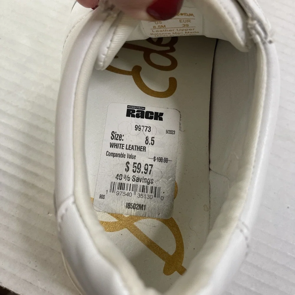 Sam Edelman Women's Edie Sneakers Shoes Low Top White Leather Lace Up Size 8.5